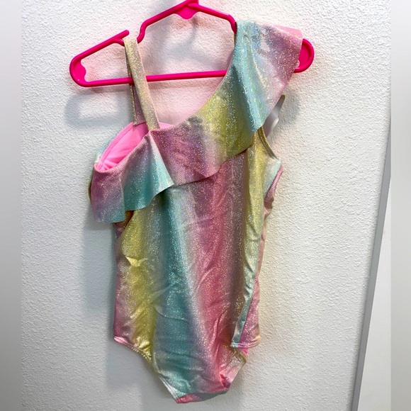 H&M Other - H&M One-Shoulder Rainbow Glitter Swimsuit (Size 6X/7)